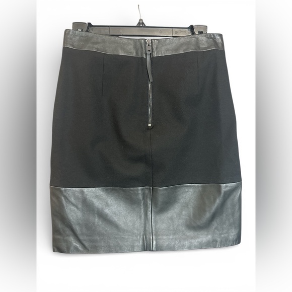 Reiss Leather Mini Skirt Black Lambskin Panel US 6 UK 10 High Waist Bodycon - Picture 2 of 10